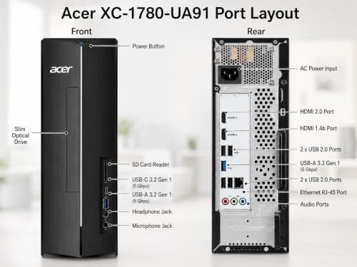 Image of Customized Acer Aspire Desktop Tower, Intel i5-13400 (10 Cores), 8GB / 16GB / 32GB RAM, 1.5TB / 2TB / Storage, 2 x HDMI Support Dual 4K Monitor, Wins 11, Wired KB & Mouse