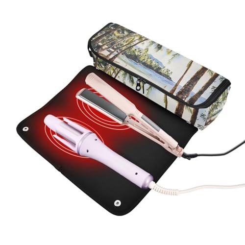 Organizador portátil y tapete resistente al calor para herramientas de cabello, ideal para planchas, rizadores y alaciadores miniatura 2