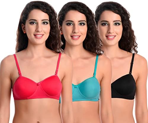 Underbukse Women's Soft Half Cup Lightly Padded Wire Free Hosiery Bra Pack of 3