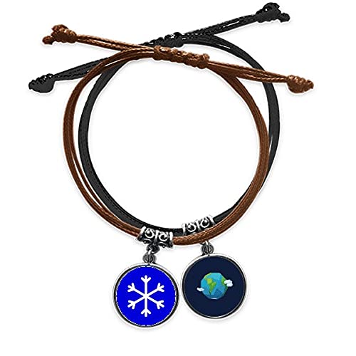 Pulsera de cuerda ajustable contra rozaduras con cuero cuadrado azul de advertencia
