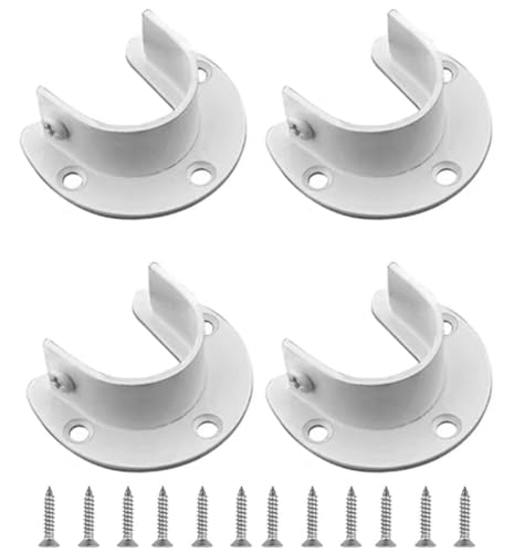 4 soportes for riel de armario, brida 19, 22, 25, 28, 32 y 38 mm, acero inoxidable for cortina ducha (blanco, mm)(White,28mm)