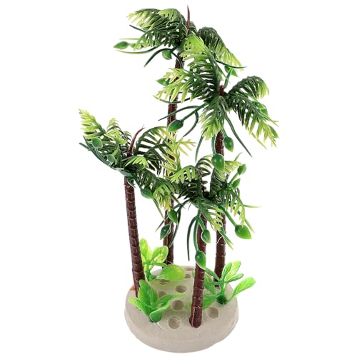 minkissy Décoration Aquarium Palmier Artificiel 6.00 Pouces Plante Simulée Cocotier pour Eau Douce Et Salée Accessoire Paysage Micro Aquarium