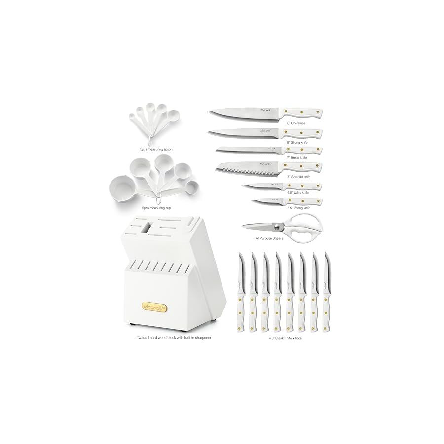 McCook-Knife-Sets-White-High-Carbon-Stainless-Steel-Kitchen-Knife-Sets-with-with-Built-in-Sharpener McCook® Knife Sets, White High Carbon Stainless Steel Kitchen Knife Sets with with Built-in Sharpener