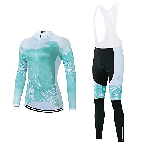 Sudusudo Women's Cycling Jersey Set Bike Shirt Long Sleeve Cycling Clothing Bicycle Bib Pants With 20D Gel Padded #TOP7