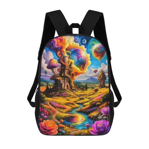sinyumoney Zaino Per Ragazzi E Ragazze Con Stampa 3D Fantasy Landscape with Castle Zaino Per Libri, Scuola Elementare, Bambini, Borsa Da Viaggio Casual, Zaino Per Laptop 17inch