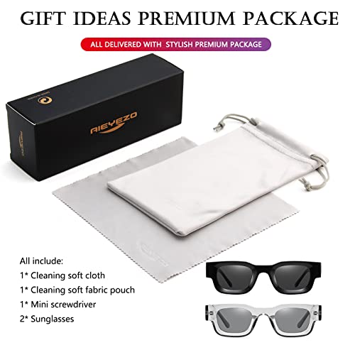 Image of AIEYEZO Modern Thick Rectangle Sunglasses for Women Men 90s Retro Chunky Square Polarized Sun Glasses UV400 Protection