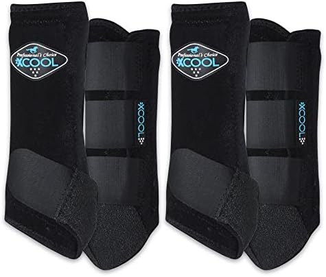 Professional's Choice 2XCOOL Sports Medicine Horse Boots | Protective & Breathable Design for Ultimate Comfort & Durability in Active Horses |Value 4 Pack | Small Black