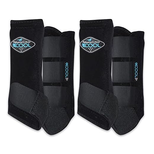 Professional's Choice 2XCOOL Sports Medicine Horse Boots | Protective & Breathable Design for Ultimate Comfort & Durability in Active Horses | Value 4 Pack | Medium Black