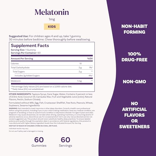 image for Natrol Kids Melatonin 1 mg, Dietary Supplement for Restful Sleep, Mela