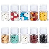 ASEVAT 10 Pcs 1 oz Airtight Pill Bottles Wide Mouth Reagent Lab Bottle, Plastic Small Bottle for Liquids, Sealed Leak-proof Water Sample Container, Clear Medicine Jar, Chemical Containers