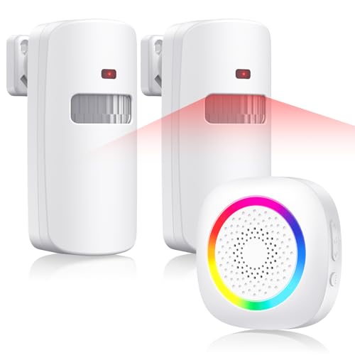 Wireless Motion Sensor Door Chime, Fast Detection PIR Entry Alert(5S Interval Alarm) with 61 Chimes, 5 Volume Levels, RGB Light Indicator, Easy Install for Business, Home, Store, Elderly, Visitors by TECKNET - Used condition - US$24.87