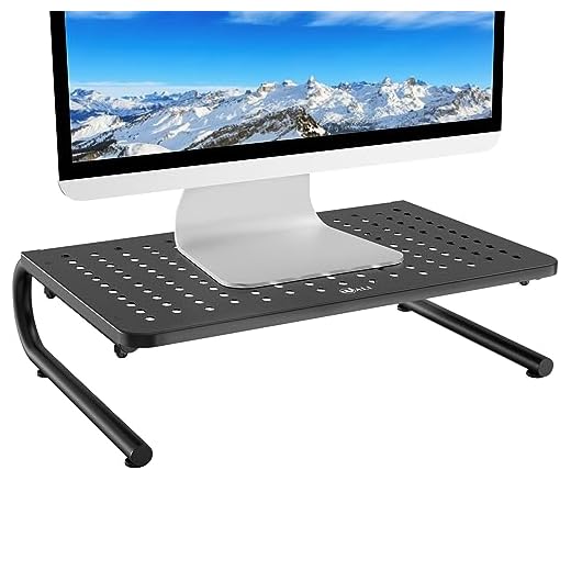 WALI Suporte para monitor, suporte para laptop, acessórios de mesa para impressora, plataforma de metal ventilada e armazenamento de 10 cm para materiais de escritório (STT001), 1 pacote, preto