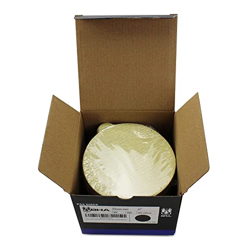 BHA 5" Inch Gold Peel and Stick Adhesive Backed PSA Sanding Discs with Tabs - 100 Pack (80 Grit) by BHA - Image 5