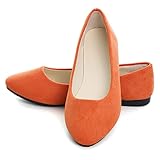 Dear Time Women Flat Shoes Casual Comfortable Slip on Pointed Toe Ballet Flats Orange US 5.5