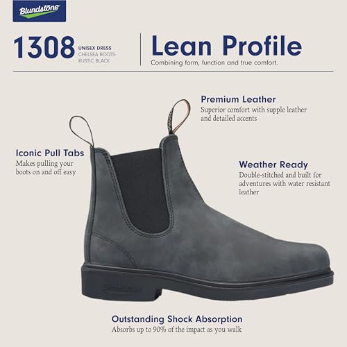 Blundstone Unisex Dress Series 063 Chelsea Boots for Men and Women, Wide Chisel Toe Boots with Cushioned Midsole and Premium Leather, Black, 9 US Men / 11 US Women / 8 AU - Thumbnail 3