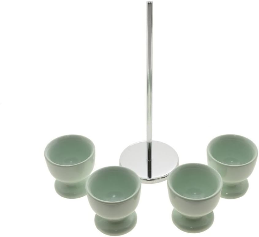 Zeal Melamine Stackable Egg Cups Cup on Chrome Stand | Set of 4 | Sage Green