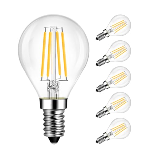 LVWIT Lampadine LED E14 Luce Calda 2700K, Lampadina 4W Equivalenti a 40W, 470LM, Lampadina LED Filamento G45 Stile Vintage Retrò, Risparmio Energetico, Non Dimmerabile, Pacco da 6 Unità