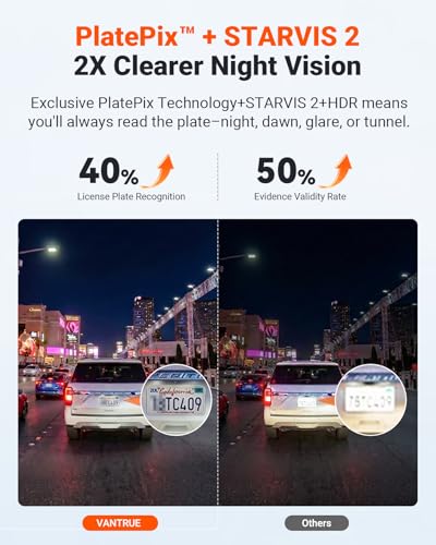 Vantrue New N4S 3 Channel Dash Cam, STARVIS 2 Night Vision, Front Rear Inside Dashcam for Cars, Front and Rear Dual Channel, PlatePix™ Tech, Parking Mode, Wi-Fi, GPS, 2" IPS, Support 1TB (RC18) - Image 3