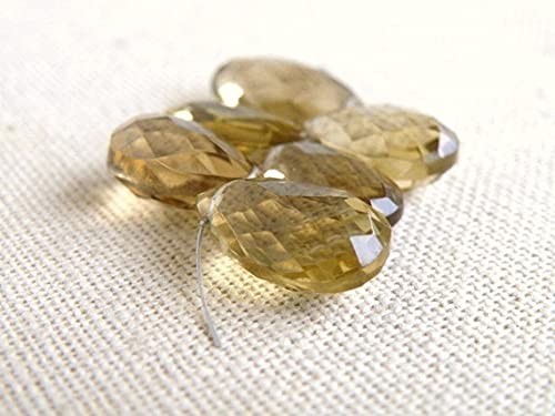 Quartz bière briolette taillé en damier, gemme naturelle haut de gamme pour joaillerie