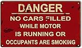 Photo Gallery targa in metallo con scritta in lingua inglese "warning danger no motors running or smoking", stile vintage, retrò, decorazione da appendere alla parete, 30,5 x 20,3 cm Photo Gallery targa in metallo con scritta in lingua inglese "warning danger no motors running or smoking", stile vintage, retrò, decorazione da appendere alla parete, 30,5 x 20,3 cm