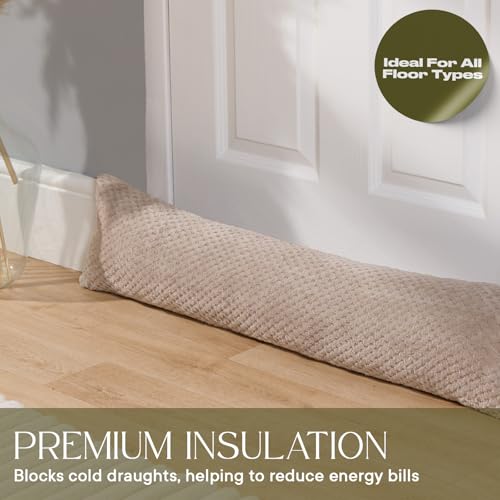 OHS Waffle Fleece Draught Excluder for Doors, Decorative Home Accessories Under Door Draft Stopper Energy Saving Stopper for Living Room Bedroom Kitchen, Mink 90 x 20cm - Cosy Home Interiors OHS Waffle Fleece Draught Excluder for Doors, Decorative Home Accessories Under Door Draft Stopper Energy Saving Stopper for Living Room Bedroom Kitchen, Mink 90 x 20cm - Image 4