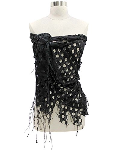 Open Knit Lace Net Fringed Shawl Scarf Wrap3