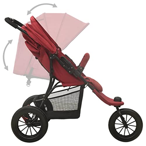 vidaXL Kinderwagen mit Verdeck Korb Einhand-Klappsystem Kinder Baby Buggy Kinderbuggy Kindersportwagen Reisebuggy Sportwagen Rot Stahl