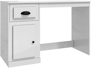 vidaXL Desk, Computer Desk Writing Desk, Writing Table, Home Office Furniture Study Laptop Table with Drawer, Modern Style, Engineered Wood