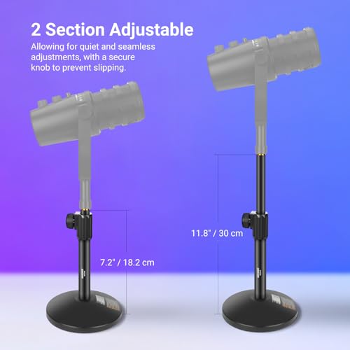 Image of NEEWER Desk Microphone Stand, Adjustable Table Top Mic Holder Mount with 3 /8 inch to 5 /8 inch Screw Adapter Compatible with QuadCast SoloCast Shure Blue Yeti Snowball, Max Load 3.3 lbs, MS014