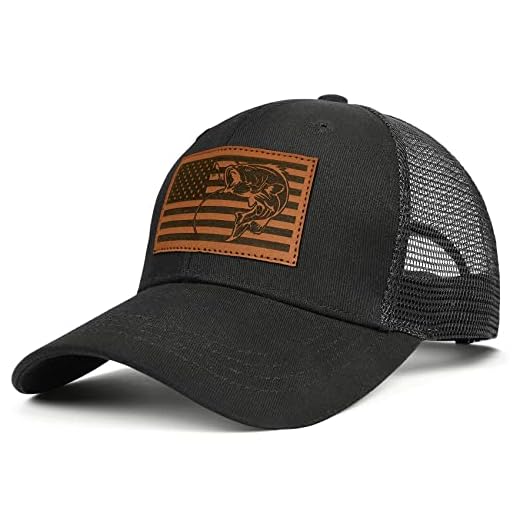 Simocked Fish American Flag Trucker Hat Fishing Hat - Fishing Gifts for Men - Snapback Baseball Cap