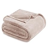 Exclusivo Mezcla Plaid Couverture Polaire, pour Canapé ou Lit, Toutes Les Saisons, Doux et Chaud, Pelucheux et Léger, 220x240 CM, Camel