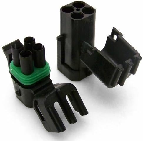 APTIV Packard (4 Circuits) Square Dual 2x2 Weatherpack, Waterproof, Terminal Kit 14, 16 AWG (Pack of 2 Completed Set)