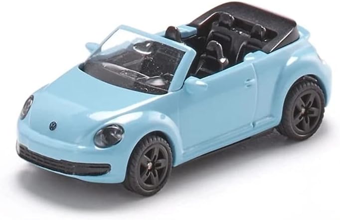 Siku 1505, VW Beetle Convertible, Metal/Plastic, Light Blue, Toy car for Children, Trailer Hitch