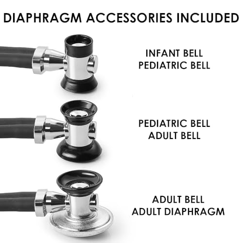 Primacare DS-9295-BK 30" Sprague Rappaport Style Stethoscope for Doctors, Nurses and Medical Students, First Aid Professional Dual Head Cardiology Kit for Men, Women and Pediatric, Black - Thumbnail 3