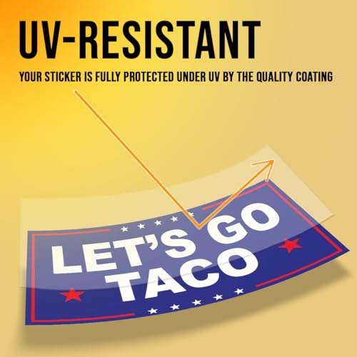 Image of Subtle Let's Go Taco Bumper Sticker Anti Funny Leftist Feminist Social Justice Human Rights Blue Vinyl Decal for Car Truck, Waterproof UV-Resistant 7.5x3.75in