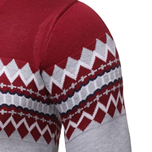 Men's Patterned Knitted Pullover Male Long Sleeve Colorblock Sweater Men Crewneck Vintage Knitted Skinny Pullove4