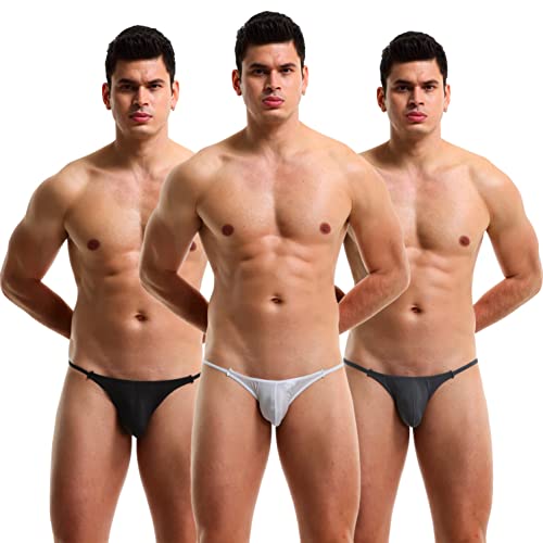 Men's Ice Silk Thong G String Classic Low Rise Bikini Briefs Underwear2