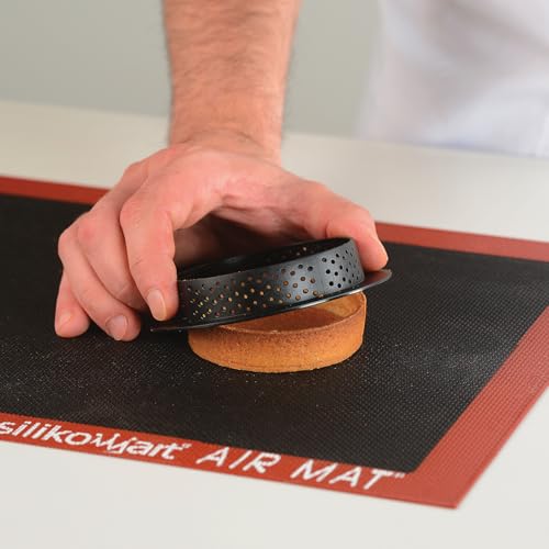 silikomart Set Mikrolochierte Tarteringe Rund 21 cm und Törtchen 8 cm 6 Stück aus Antihaft Stahl Hitzebeständig für Tartes Törtchen und Mürbeteigböden