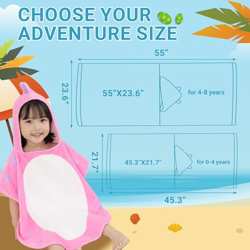 Image of MICHLEY Cotton Baby Bath Towel with Hood Animal Pattern Poncho Towels for 0-8 Years