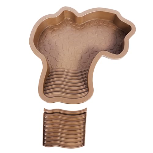 Smileshiney 1 Piscina de Agua de, 35 x 28,5 x 4,3 cm, ABS, Extra Grande, Plato de Agua de con rampa, Cuenco de baño Grande para Tortugas Marinas y Varios Reptiles, Color Rojo y marrón