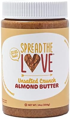 Spread The Love UNSALTED CRUNCH Almond Butter, 16 oz Jar, 1 Pack