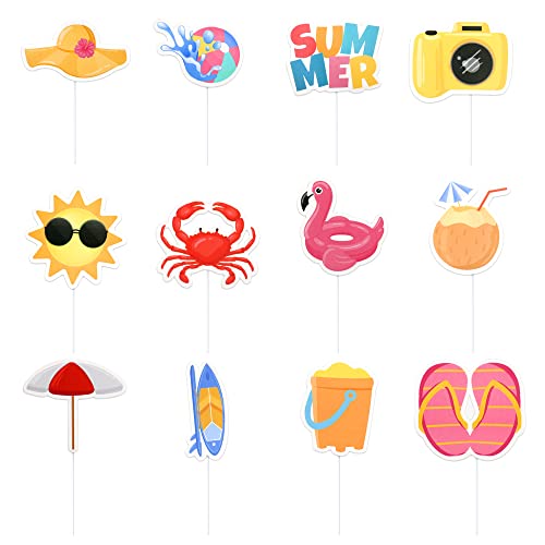 Ercadio 24 Pack Summer Beach Hawaii Cupcake Toppers Sun Umbrella Ball Diving Goggles Water Gun Slippers Cupcake Picks Baby Shower Hawaii Pool Theme Birthday Party Cake Decorations #TOP7