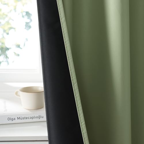 Image of RYB HOME 100% Blackout Short Curtains for Small Window, Thermal Insulated