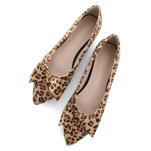Dear Time Women's Flats Pointed Toe Bowknot Ballet Dress Shoes Slip-on Office Work Party Wedding Shoes