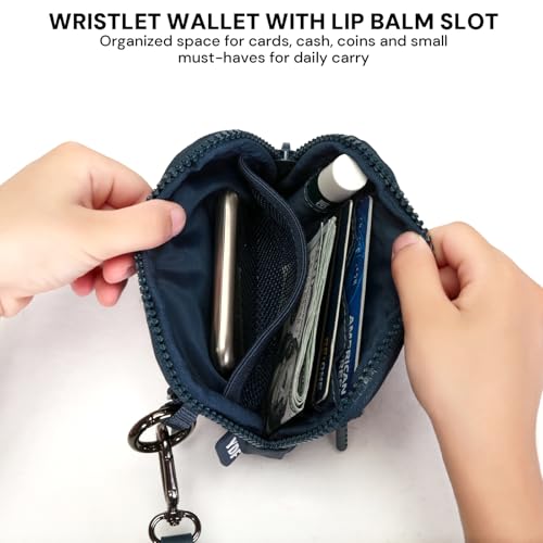 Image of Wristlet Wallet for Women with Clear ID Window, Zip Coin Purse and Keychain | 3 Card Slots, Exterior Zip Pocket, Inner Mesh Pouch, Lipstick Holder, Detachable Wrist Strap, Lightweight Nylon