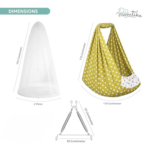 Image of Baby Cradle Swing for Newborns | Cotton Fabric Filled with Recron Fibre | Hanger Spring, Mosquito Net & Mattress with Insert Pocket | Jhoola, Thottil, Joli, Jokali, Onjal-Navy