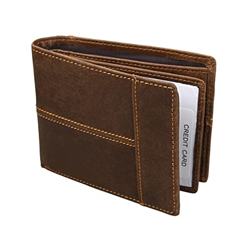 Portefeuille homme en cuir Crazy Horse marron au style rétro classique