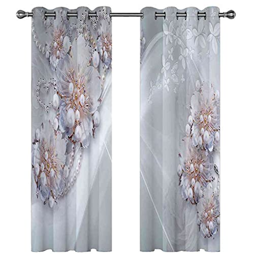 Rideau occultant 3D fleur de perle blanche 200x160 cm modernité
