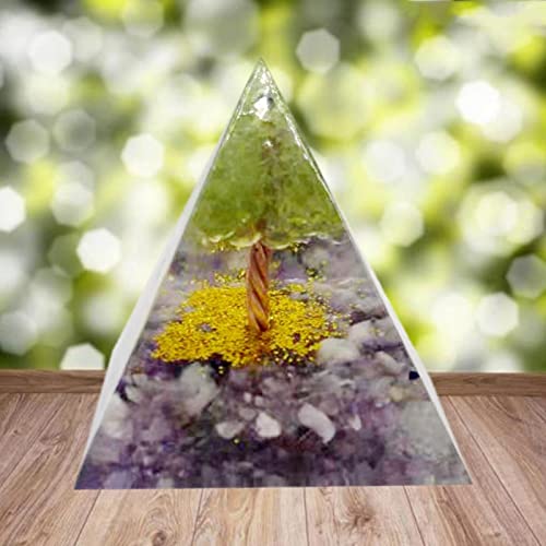 Tachiuwa Kit de pirâmide de cristal de ametista Orgone para ioga e decoração de escritório