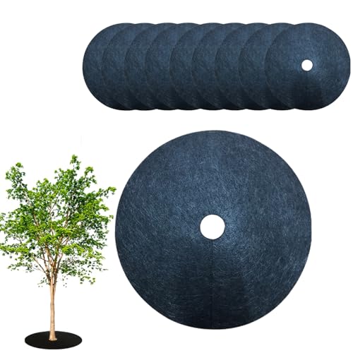 Genérico Discos Anillos de Mantillo para árboles, 10 Piezas Nillos protección contra Malas Hierbas, Tejido no Tejido, Discos de Antillo Biodegradables, Jardinería, Protección de Raíces (52 cm)
